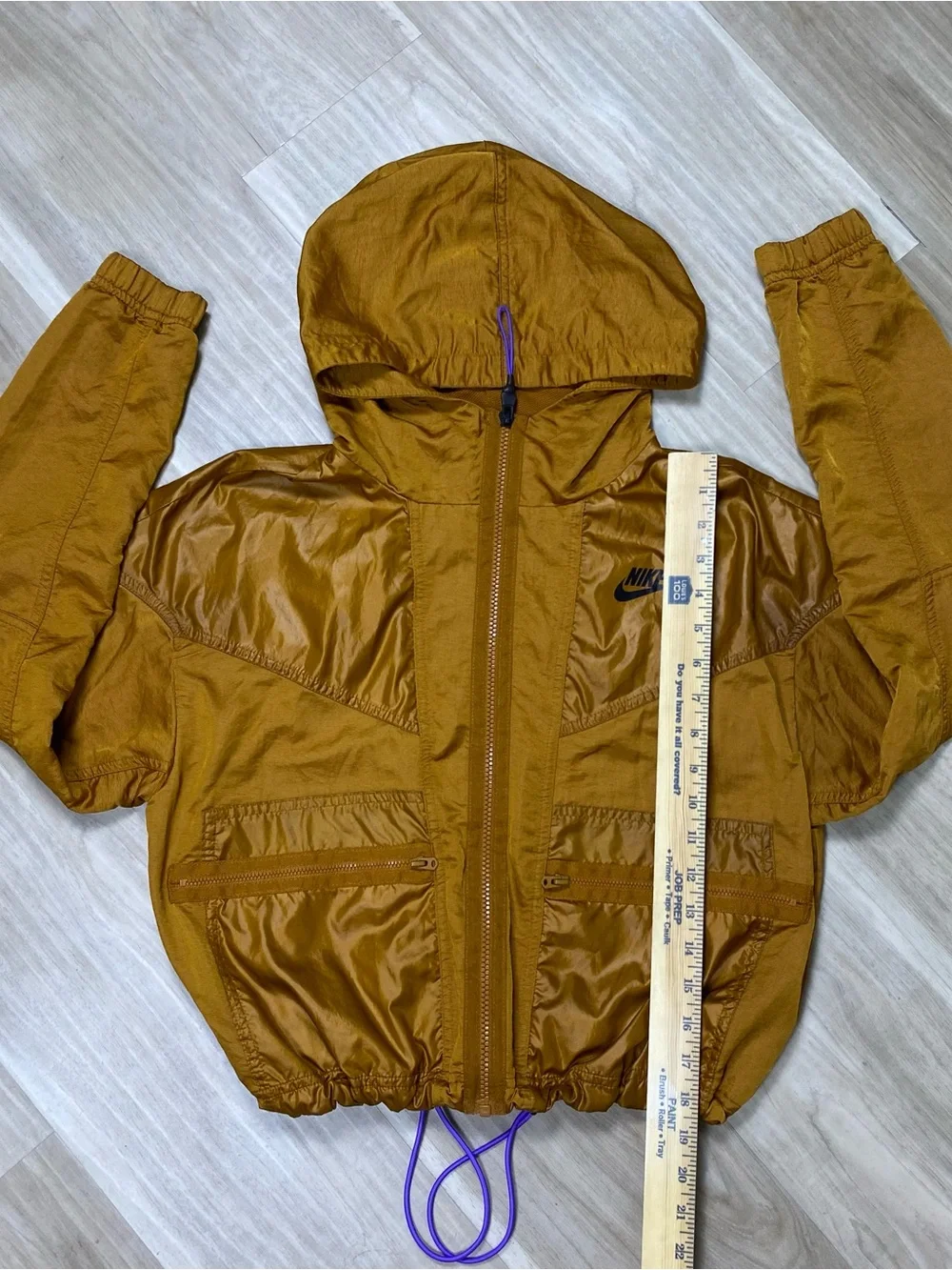 Nike Sportswear Womens Small Bronze Gold Hooded Windbreaker Jacket Cropped